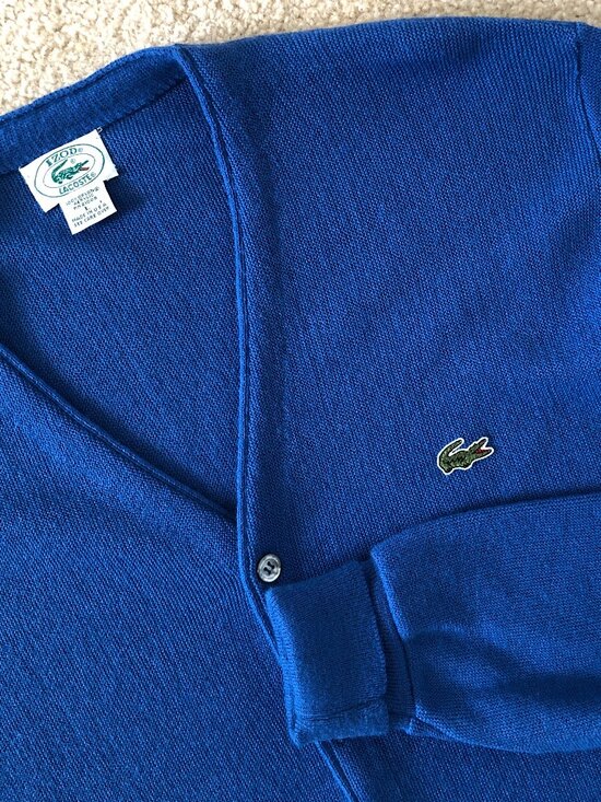 Izod Lacoste Other - Vintage Izod Lacoste Cardigan Sweater Mens Large Blue Croc Logo 80s Large